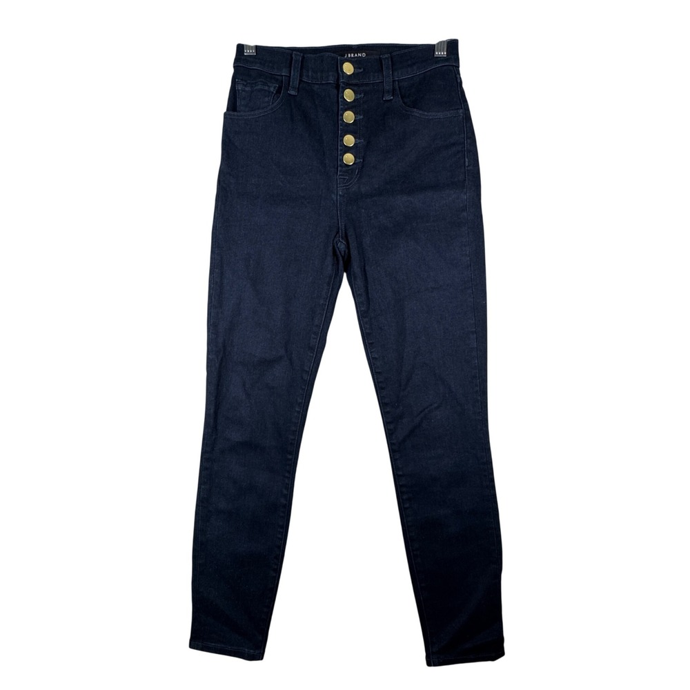 J Brand Jeans Lillie High Rise Crop Button Fly‎ Dark Wash Denim Blue Womens 2 26